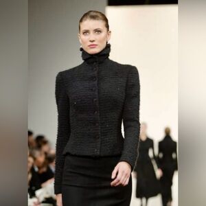 Ralph Lauren Collection Evening Jacket Vintage Runway Wool Alpaca Boucle Sequin